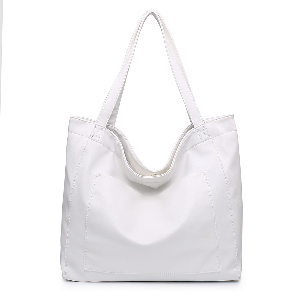 Black embossed PU shoulder tote bag for women
