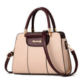 Women's large PU leather handbag with a plain exterior and horizontal shape