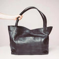 Women's large retro PU tote bag with an embossed finish